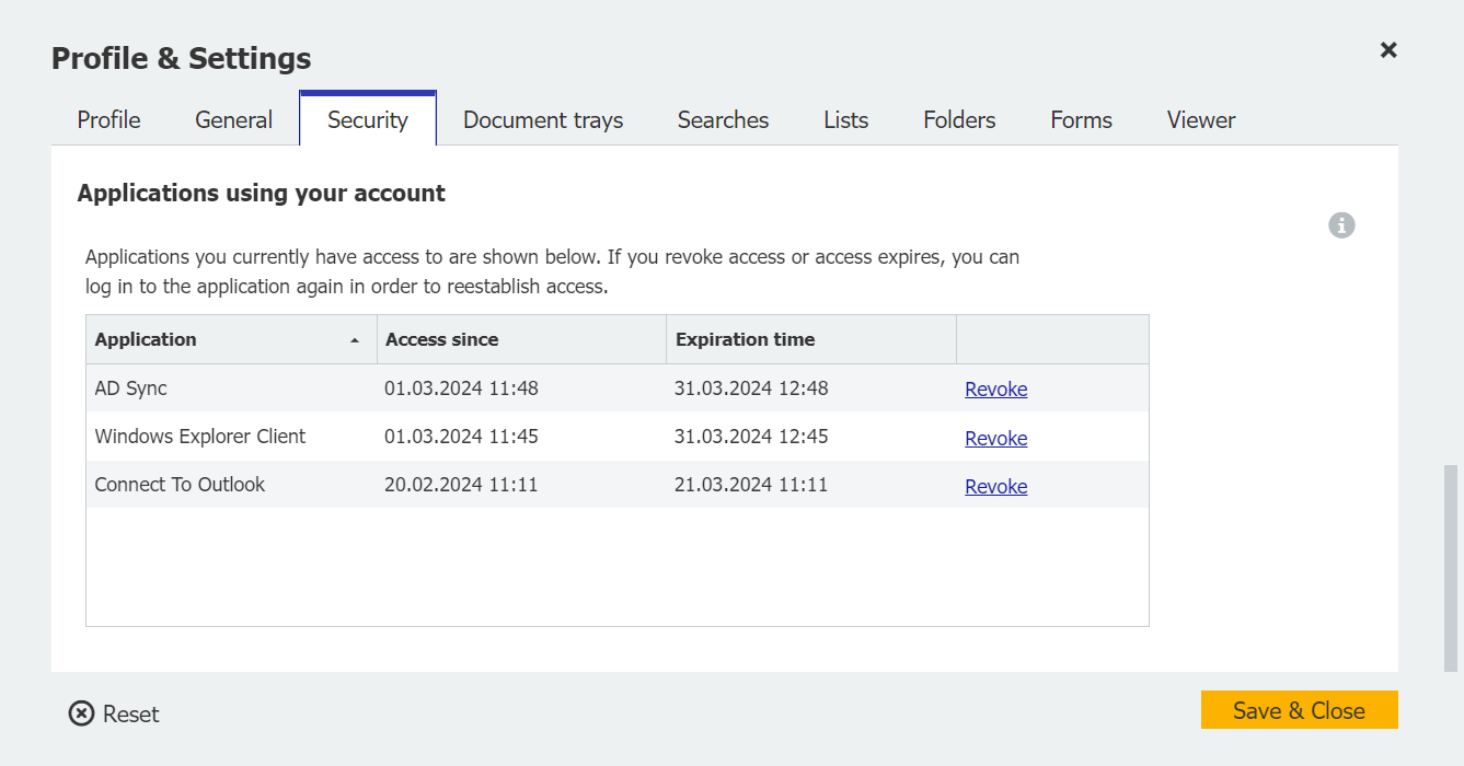 Logged in applications